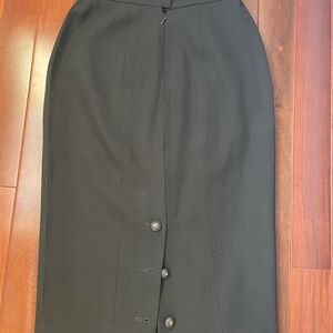 Chanel Vintage 90's Black Midi wool skirt size 38/US 6